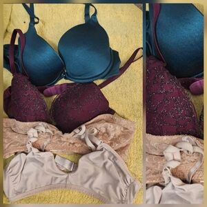 Bundle Only 4 Bras Maidenform Teal, Purple, and Tan Lace Bra Set